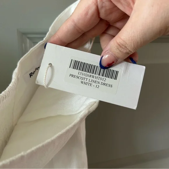 NWT Reformation Prescott Linen Button Front Midi Dress White - Picture 3 of 4